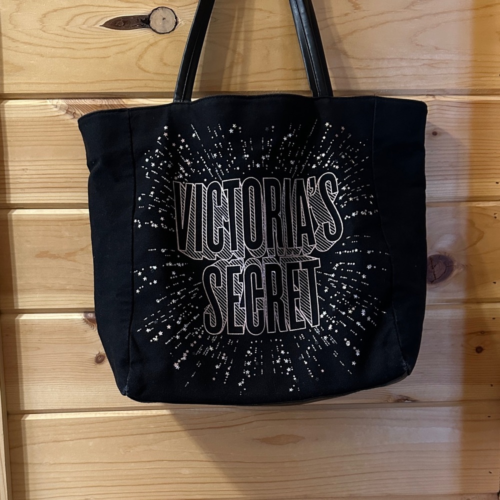 Victoria's Secret Black Tote with Silver Starburst